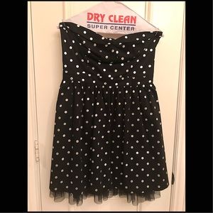 Black & Silver polka dot strapless dress